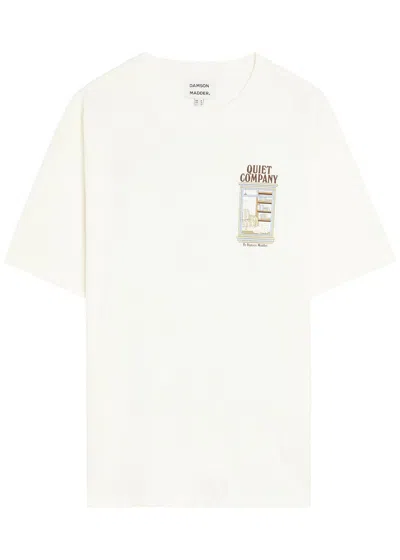 Damson Madder Quiet Company Printed Cotton T-shirt In White