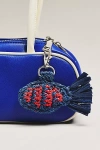 Damson Madder Raffia Fish Bag Charm In Blue
