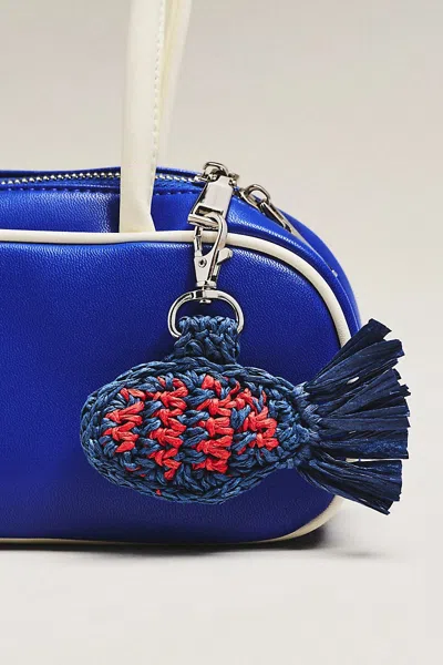 Damson Madder Raffia Fish Bag Charm In Multi