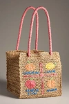 Damson Madder Raffia Fruit Tote In Beige