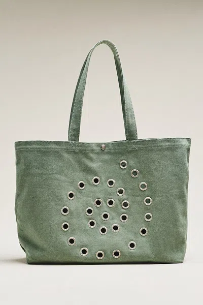 Damson Madder Raine Eyelet Tote In Green