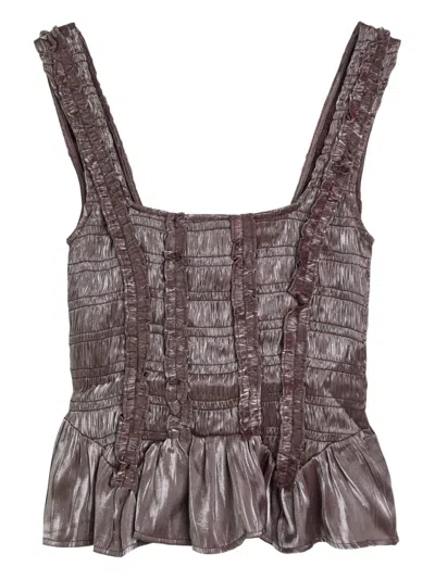 Damson Madder Raphi Ruffled Top In Brown