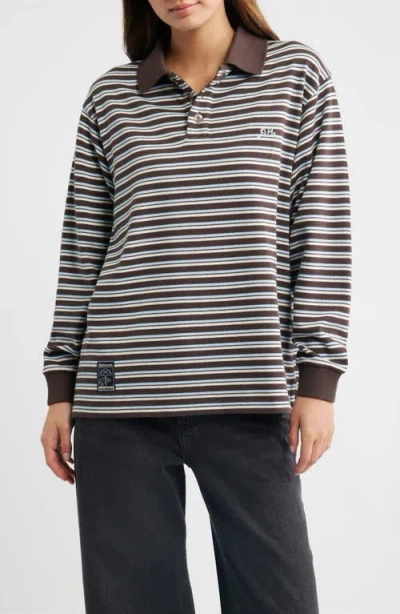 Damson Madder Remie Striped Rugby Shirt In Black