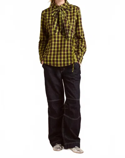 Damson Madder Robyn Shirt In Yellow Check In Black