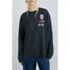 Damson Madder Rosé Wine Long Sleeve Organic Cotton Graphic T-shirt In Charcoal