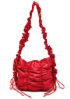Damson Madder Ruched Satin Shoulder Bag In Red