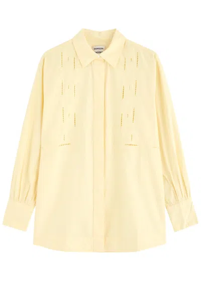 Damson Madder Rue Embroidered Cotton-poplin Shirt In Yellow