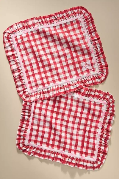 Damson Madder Ruffle Cotton Dish Towels, Set Of 2 In Multicolor