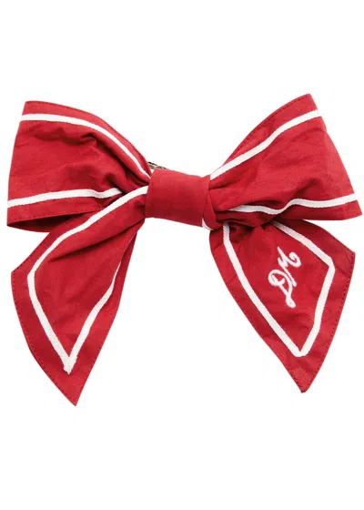 Damson Madder Sailor Bow Cotton Hair Clip In Red