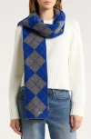Damson Madder Saskia Argyle Wool Scarf In Blue