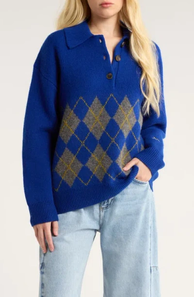 Damson Madder Saskia Slouchy Rugby Cardigan Cobalt In Blue