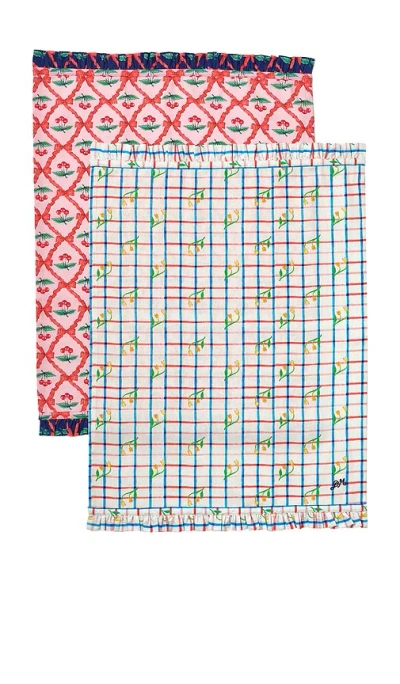 Damson Madder Set Of 2 Tea Towels In Multi