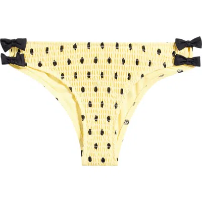 Damson Madder Shirred Bow Bikini Bottoms In Yellow