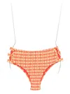 Damson Madder Shirred Bow-embellishment Bikini Bottoms In Orange