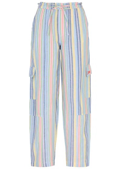 Damson Madder Sicily Striped Cotton-blend Cargo Trousers In Multicoloured