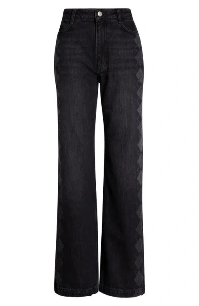 Damson Madder Sinclair Placement Arg Straight Leg Jeans In Black