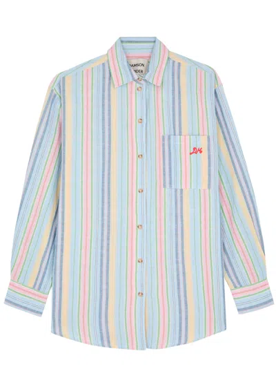 Damson Madder Skyla Striped Cotton-blend Shirt In Multicoloured