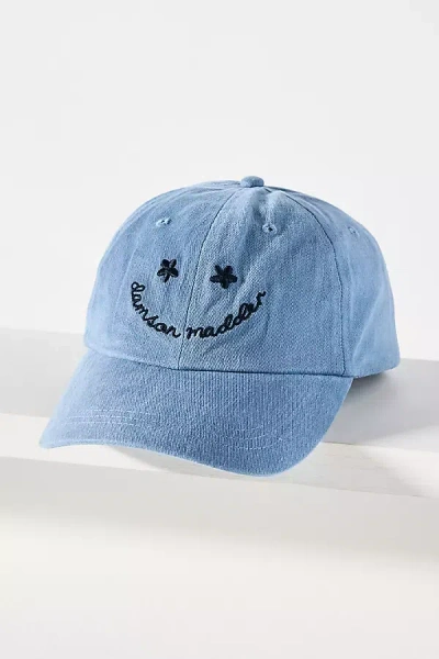 Damson Madder Smiley Cotton Baseball Cap In Blue