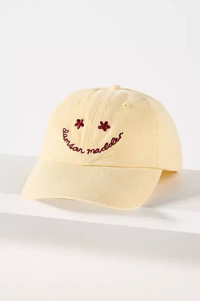 Damson Madder Smiley Cotton Baseball Cap In Yellow