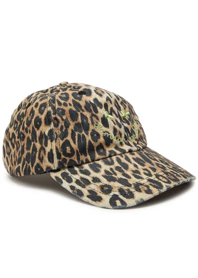 Damson Madder Smiley Leopard-print Cotton Cap In Brown