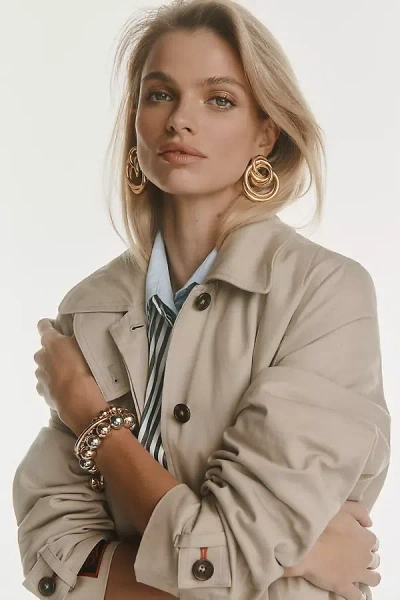 Damson Madder Sofia Pleated Trench Coat Jacket In Neutral