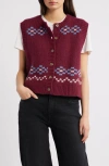 Damson Madder Sofie Wool Sweater Vest In Burgundy