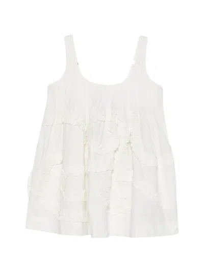 Damson Madder Stella Ruffle-trimmed Mini Dress In White