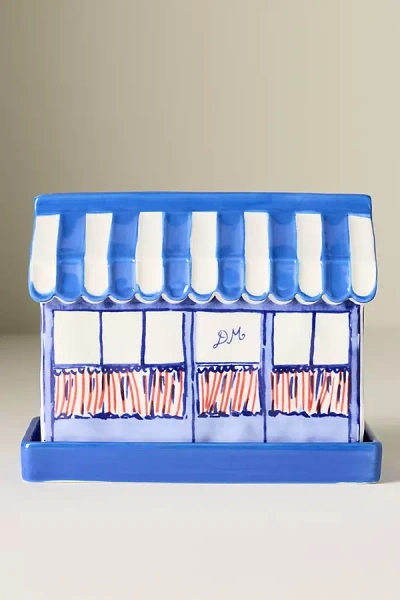 Damson Madder Stoneware Butter Dish In Blue