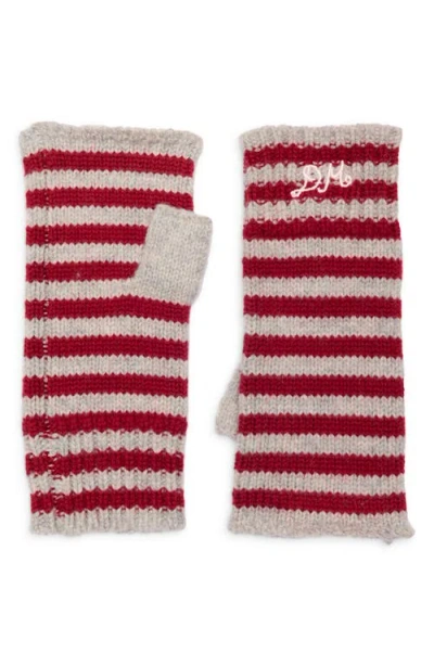 Damson Madder Stripe Fingerless Mittens In Multi