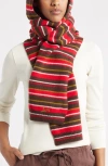 Damson Madder Stripe Tie Front Hood Scarf In Multi