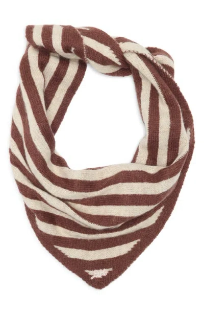 Damson Madder Stripe Triangle Head Scarf In Brown