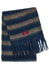 Damson Madder Striped Brushed Knit Scarf In Blue