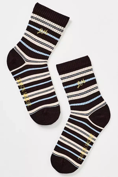 Damson Madder Striped Calf Socks In Brown