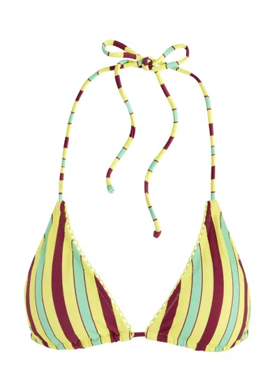 Damson Madder Striped Halterneck Bikini Top In Multicoloured