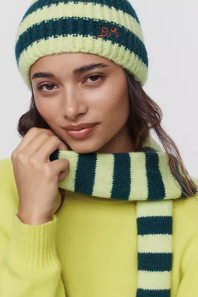 Damson Madder Striped Scarf In Green