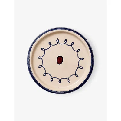 Damson Madder Swirl Border Ceramic Saucer Swirl Boarded In Multi