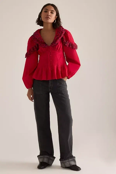 Damson Madder Sylvie Reversible Jeans In Red