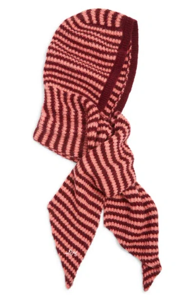Damson Madder Tie Front Hood Scarf In Red