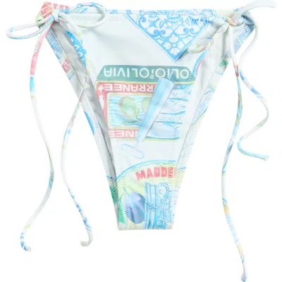 Damson Madder Tie-side Printed Bikini Bottom In White