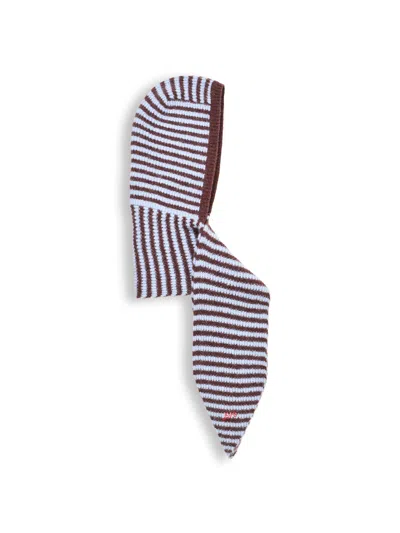 Damson Madder Tie-front Blend Hood In Blue Choc Stripe