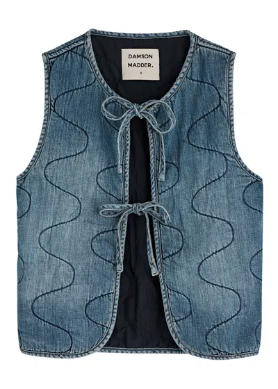 Damson Madder Tilly Quilted Denim Gilet In Blue