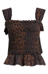 Damson Madder Tish Sleeveless Shirred Cami In Brown