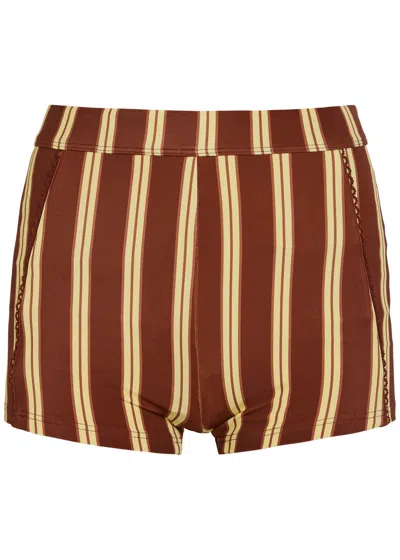 Damson Madder Trudi Striped Swim Shorts In Brown