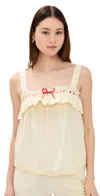 DAMSON MADDER TULA WIDE STRAP SMOCK CAMI BUTTER/RED