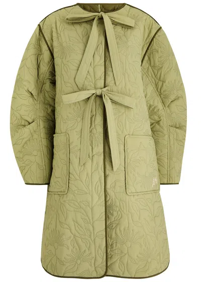Damson Madder Valentine Floral Reversible Nylon Jacket In Green