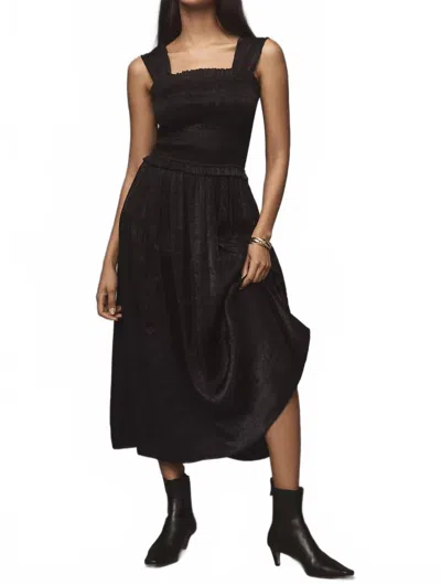 Damson Madder Violet Satin Midi Dress In Black