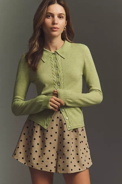 Damson Madder Voula Wool Cashmere Cardigan In Green