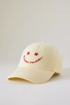 Damson Madder Washed Happy Face Baseball Cap In Gold