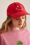 Damson Madder Washed Happy Face Baseball Cap In Red