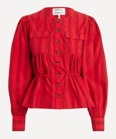 Damson Madder Charlize Stripe Blouse In Red